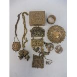 A tray of assorted Indian silver and white metal items.