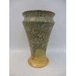 An unusual Martin Brothers slip glazed flared vase, 7 1/4" high.
