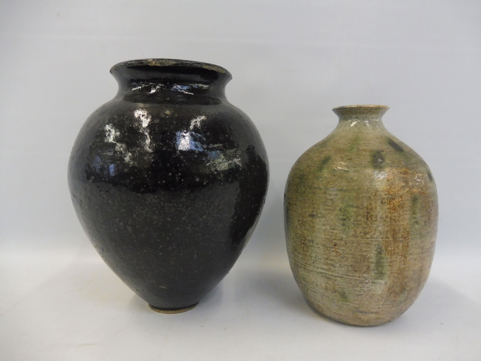 Two studio pottery vases, the tallest 8 1/2" high, the smallest signed 'Little'.