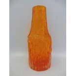 A rare Whitefriars tangerine bottle vase, 8" high.