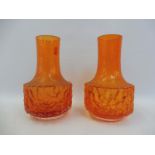 A pair of Whitefriars tangerine mallet vases.