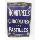 A Rowntree's Chocolates and Pastilles rectangular enamel sign with either Royal crests or a plume of