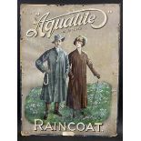 An early pictorial showcard advertising Aquatite Raincoats, with label to the base for H