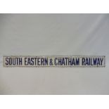 A South Eastern & Chatham Railway narrow enamel sign, small area of professional restoration, 52 3/4