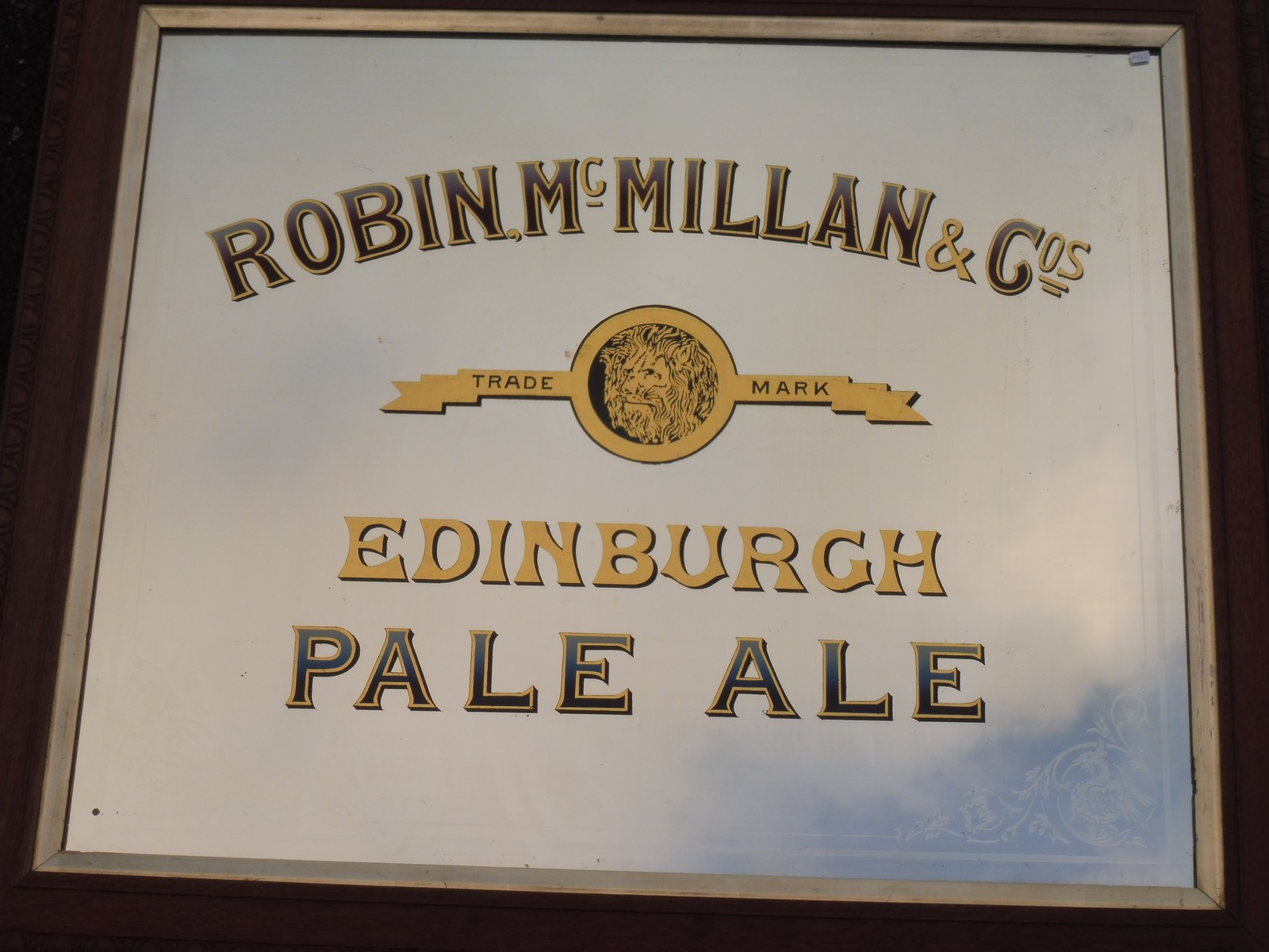 A large Robin McMillan of Edinburgh Pale Ale advertising mirror, 42 1/2 x 37".