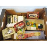 A box of mainly boxed die-cast vehicles to include a Chipperfields Showman set.