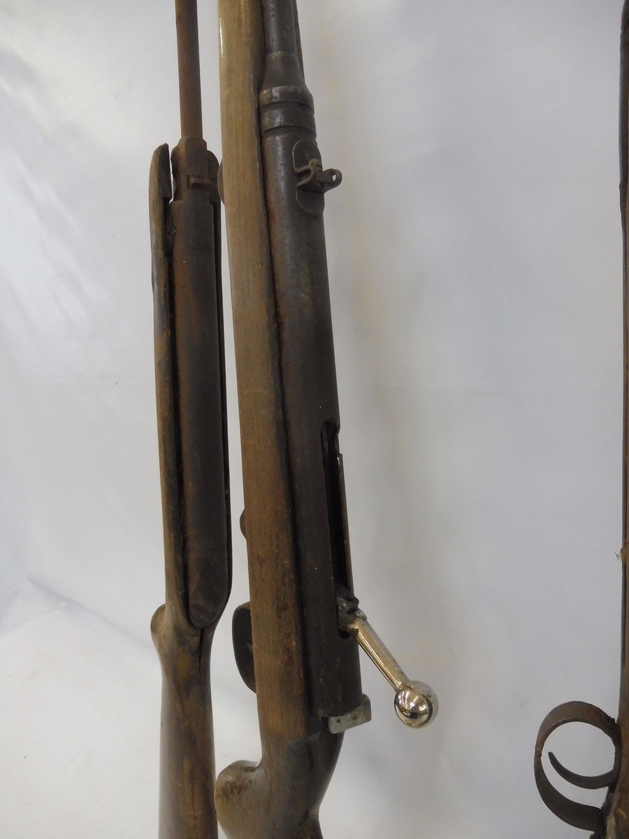 Three fairground shooting gallery original rifles for restoration, possibly German maker. - Image 4 of 5