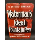 A Waterman's Ideal Fountain Pen rectangular enamel sign in very good condition, 20 x 30".