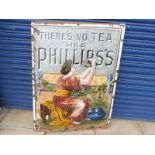 A large Phillip's Tea pictorial enamel sign mounted on board, 36 x 48".