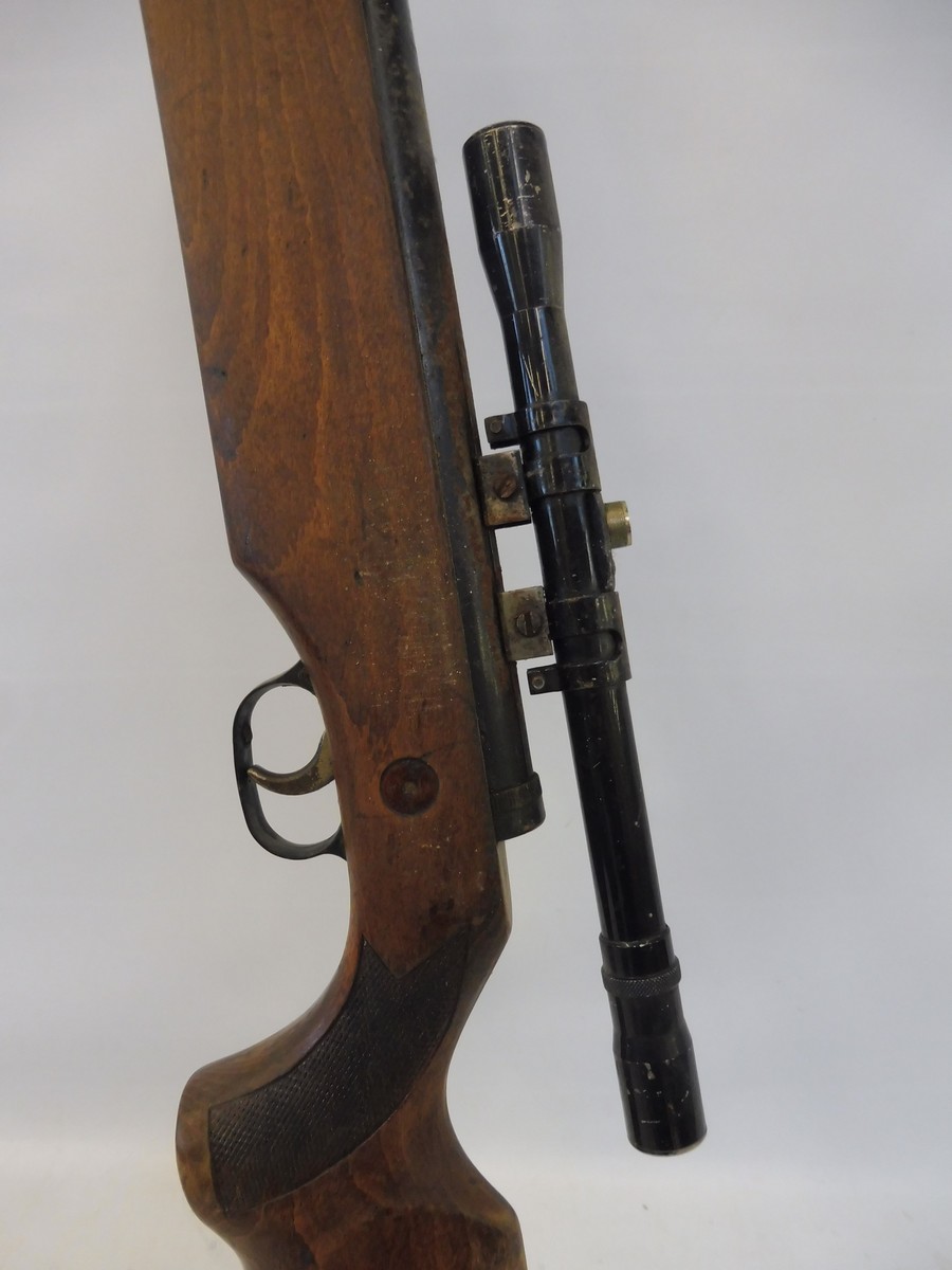 An unusual rifle with sight from a fairground shooting gallery, nice woodwork to the stock. - Image 2 of 5