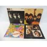 Four original Beatles LPs to include Let it Be, With the Beatles etc.