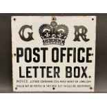An early G.R. Post Office Letter Box enamel sign, in excellent condition, 12 x 12".