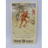 A rectangular showcard advertising Fox's 'FIP' Puttees, 'the ideal legwear for all winter sports',