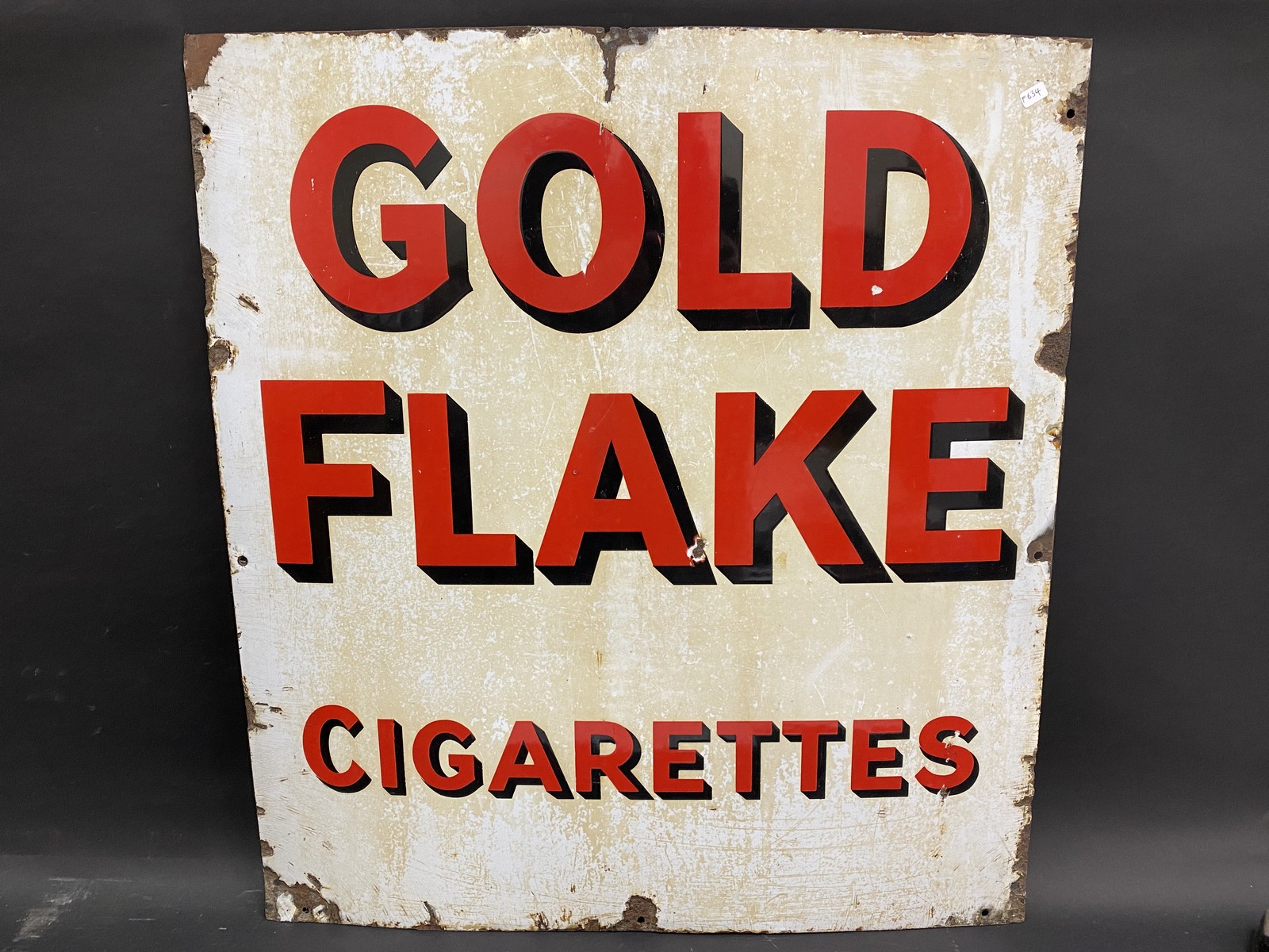 A Gold Flake Cigarettes partial enamel sign, 24 x 26".