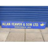 A rectangular enamel sign advertising Allan Feaver & Son Ltd. of Evercreech, 72 x 12".