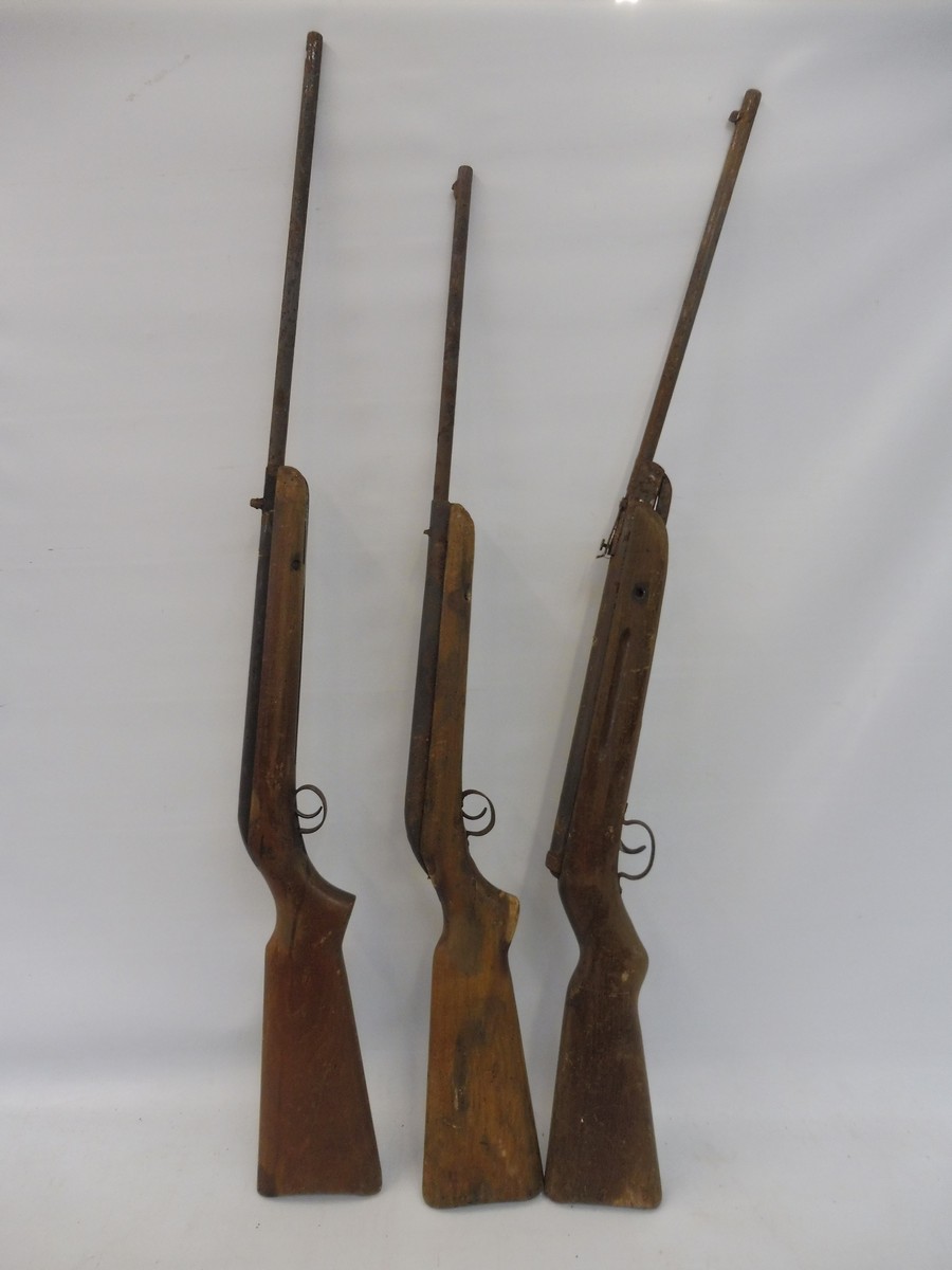 Three fairground shooting gallery original rifles for restoration, possibly German maker.