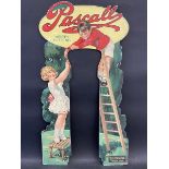 A rarely seen Pascalls sweet shop display showcard, in the form of two children, climbing to the top