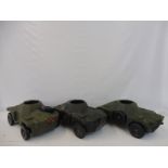 Three loose Action Man armoured vehicles.