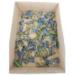 A box full of Britains Deetail, all painted and also Marx figures including RAF, soldiers etc.