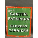 A Carter, Paterson & Co Ltd. Express Carriers rectangular enamel sign by Bruton of Palmers Green,