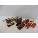 Ten emergency vehicles by Dinky, Marklin, Tekno etc.