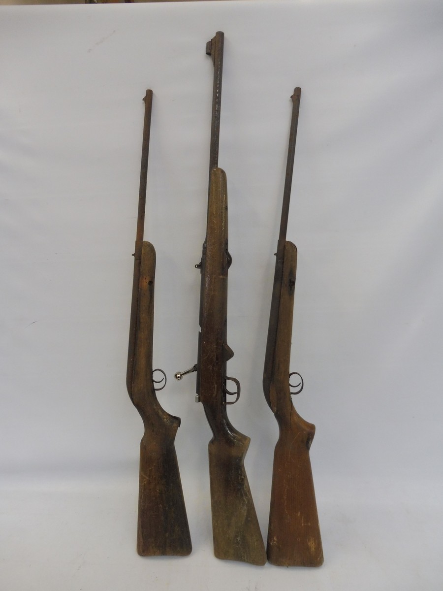 Three fairground shooting gallery original rifles for restoration, possibly German maker.