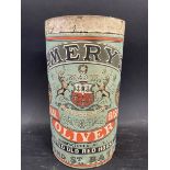 An Amery's Original Bath Oliver Biscuits cylindrical tin with excellent original label, 7 1/2" high.