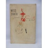 A Coty Gifts Miss Santa pictorial showcard, 11 x 17".