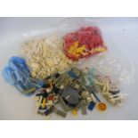 A small box of vintage Lego boards, blocks and accessories.