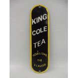 A rare King Cole Tea enamel finger plate in excellent condition, 2 3/4 x 10".