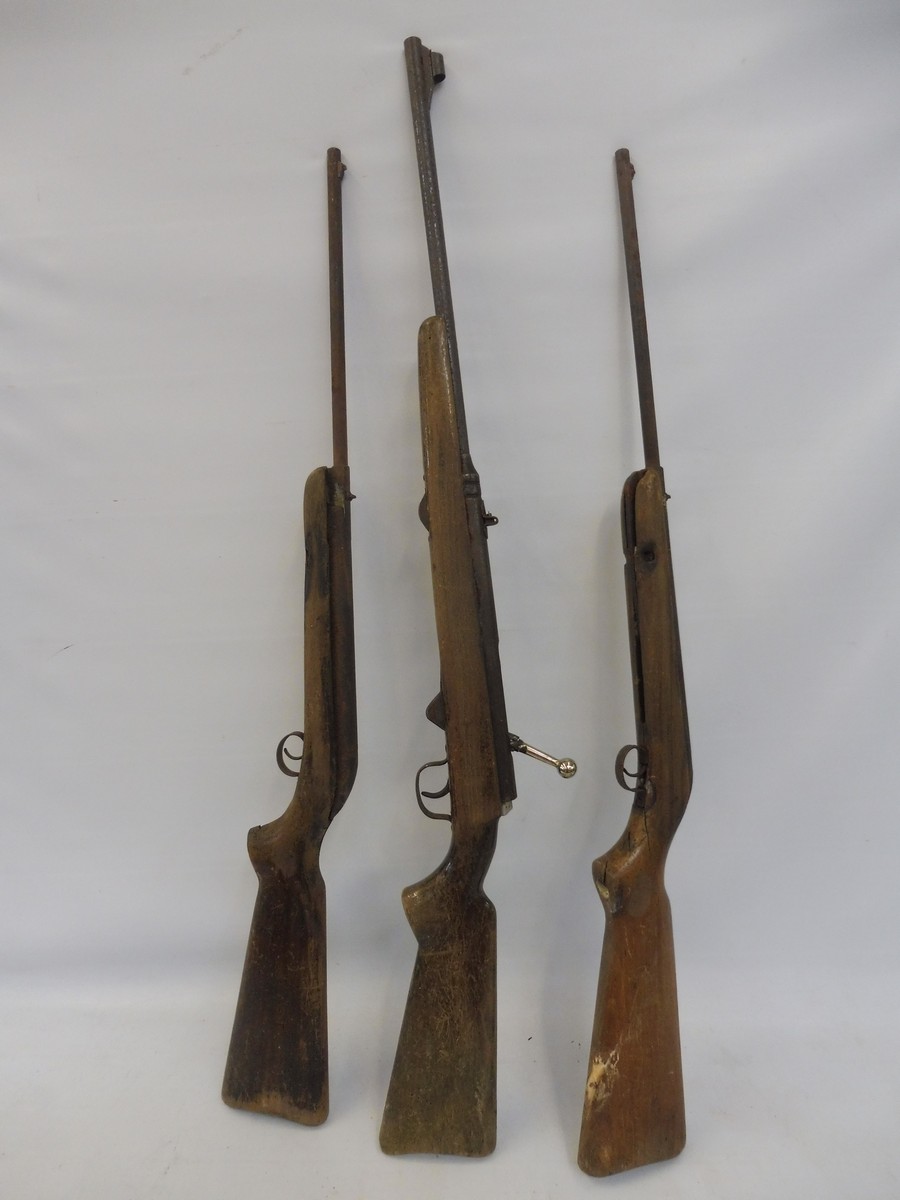 Three fairground shooting gallery original rifles for restoration, possibly German maker. - Image 3 of 5