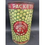 A Natural No.1 Peas cylindrical display tin, 14 1/2" high.