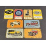 Eight tinplate miniature signs presented with 'The Rover' comic.