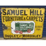 A Samuel Hill Furniture & Carpets of Dudley and Wordsley pictorial enamel sign by Chromo, good