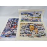 Three motor racing posters, 28 x 19 1/2".