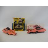 Two original Dinky 'Pink Panther' die-cast models, one in a reproduction box, and an original