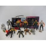 A box of action figures including Terminator plus a Terminator carry case with flask etc.