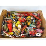 A large tray of die-cast vehicles, many makers, all playworn.