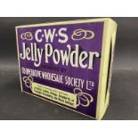 A large C.W.S. Jelly Powder dummy box, 9" w x 7" h x 2 3/4" d.