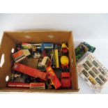 A box of mainly die-cast, transport related and others.