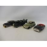 An early Dinky Toys 28r 'Swan Pens' van and three post war models.