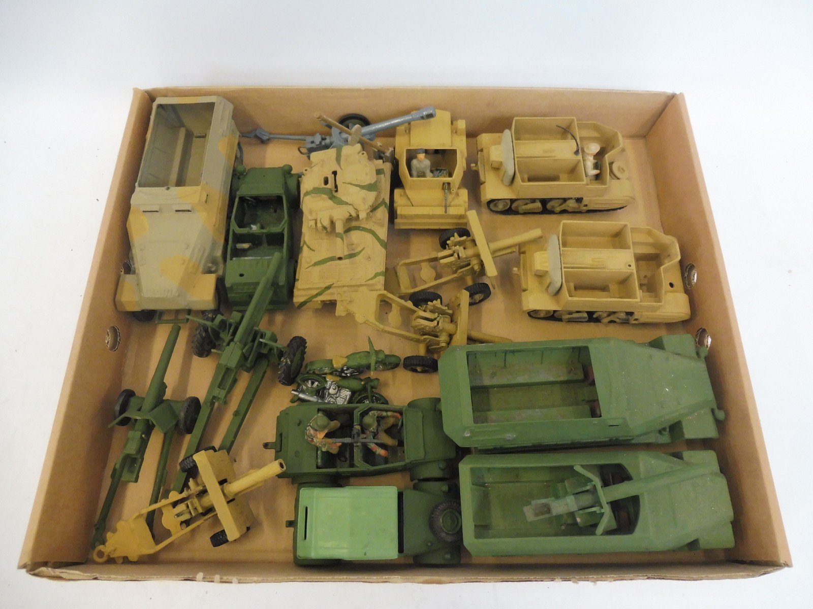 A tray of assorted Dinky Britains diecast, mainly overpainted to include German, field artillery and - Image 2 of 2