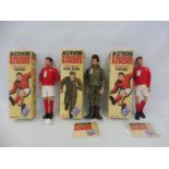 Three Action Man 50th Anniversary boxed figures to include footballer and original soldier.