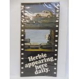 A film poster from the cult Herbie series, 'Herbie appearing here daily', 22 3/4 x 45".