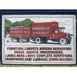 A rare R. Maddox and Co. Ltd. of Shrewsbury pictorial furniture removal lorry enamel sign