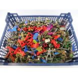 A large quantity of mainly painted soldiers, different eras to include Britains Deetail etc.