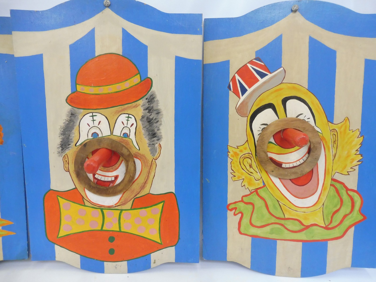Four fairground clown hoopla boards, original artwork. - Image 3 of 4