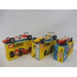 Three boxed Corgi cars: no 699 Ferrari 154, 159 Cooper Maserati, 158 Lotus Climax in red livery,