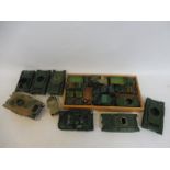 Two trays of overpainted plastic vehicles, various makers.