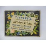 A Tiffany's Christmas and other festivals Decorations showcard, 17 1/4 x 12 1/2".